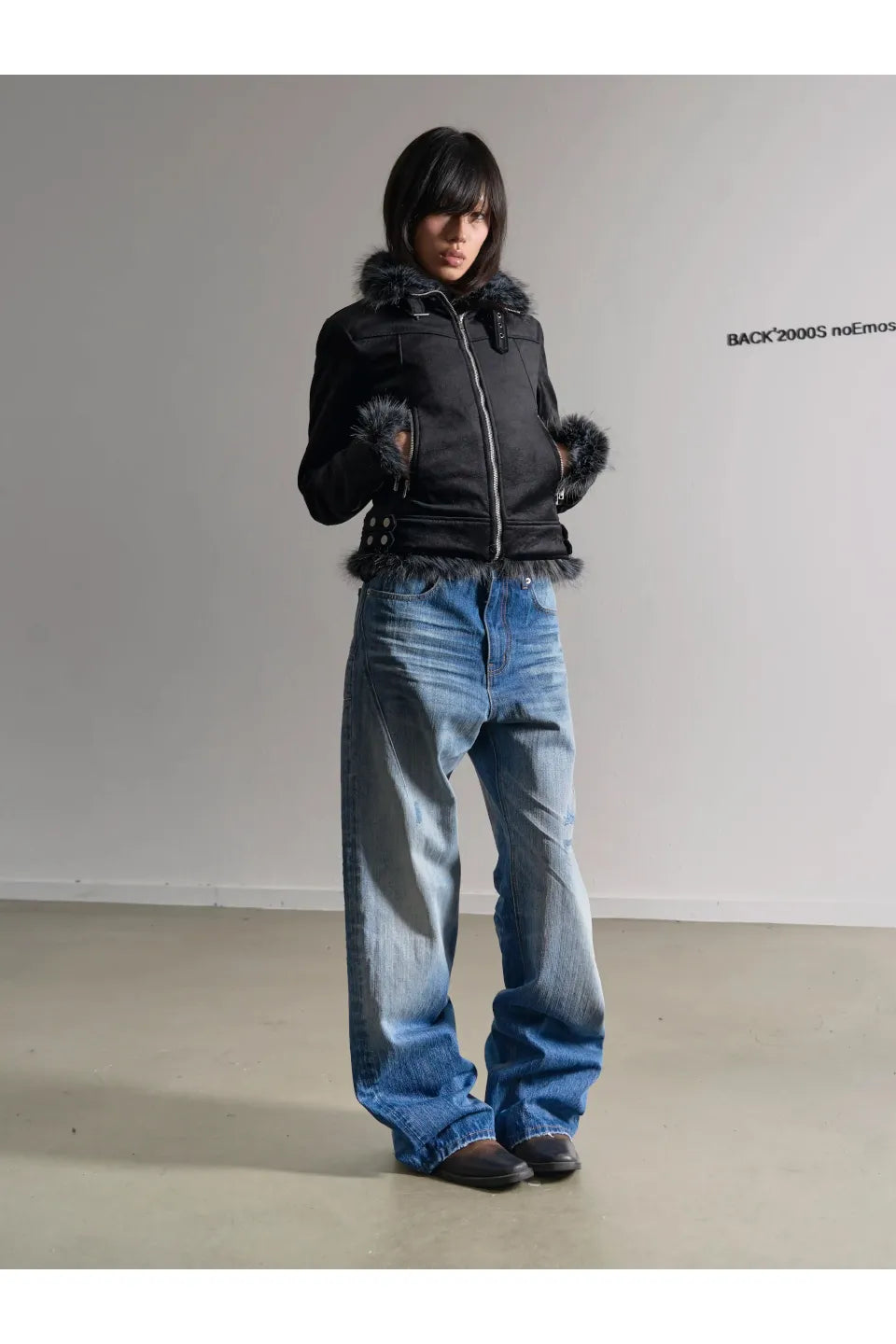 Short Fox Fur Patchwork Silver Fox Fur Collar Double Wear Cotton Jacket