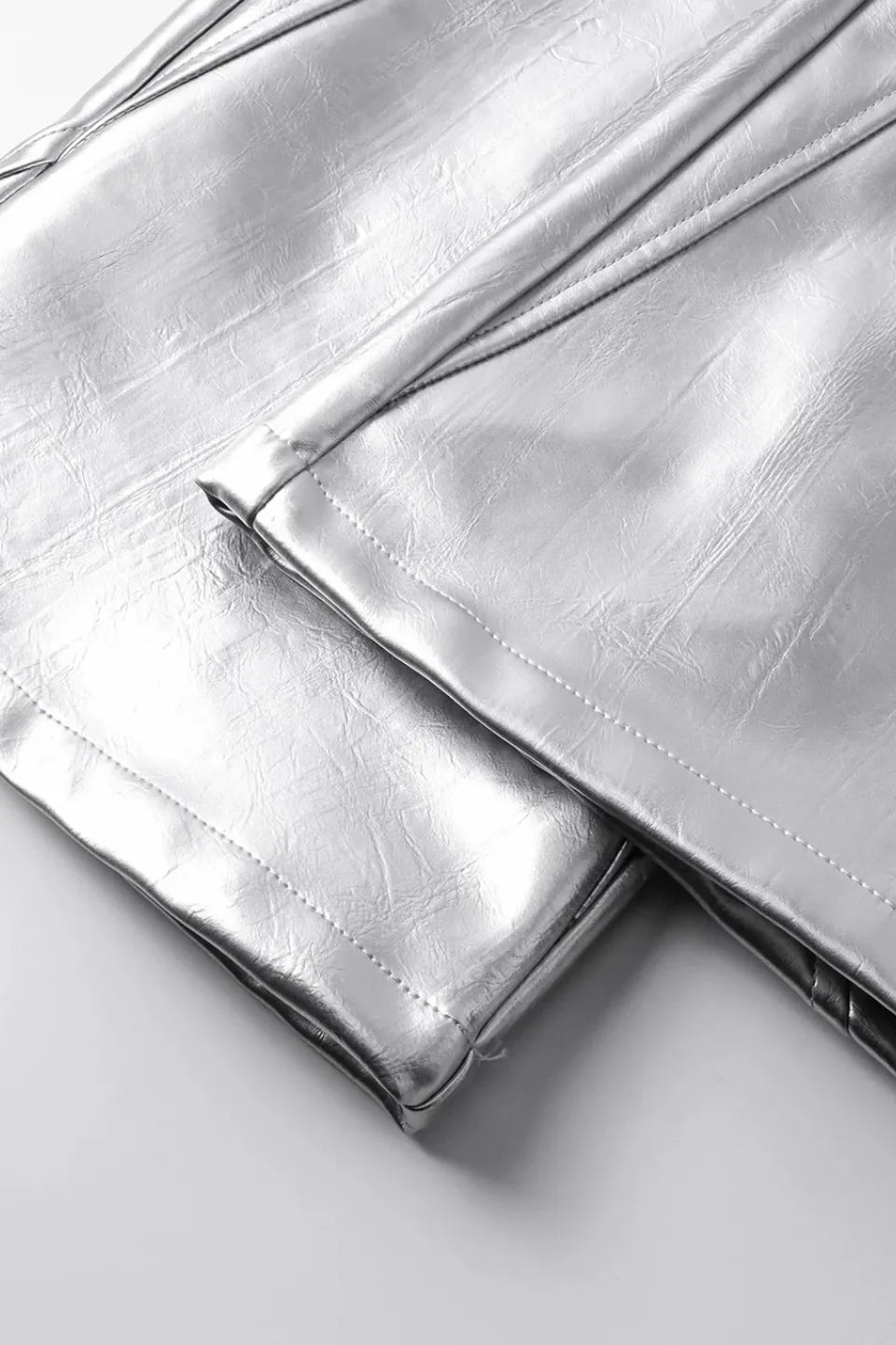 Silver Liquid Leather Pants