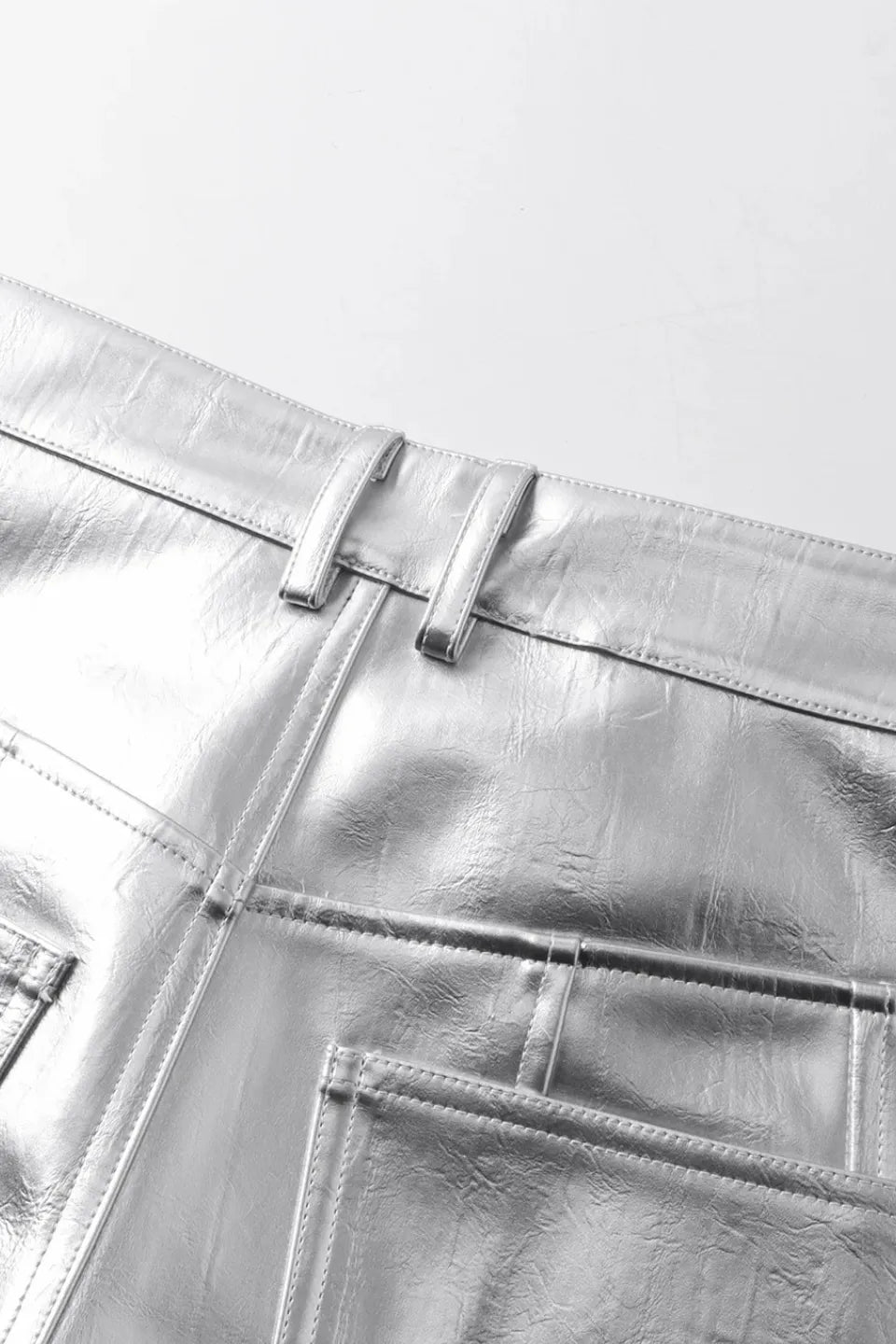 Silver Liquid Leather Pants