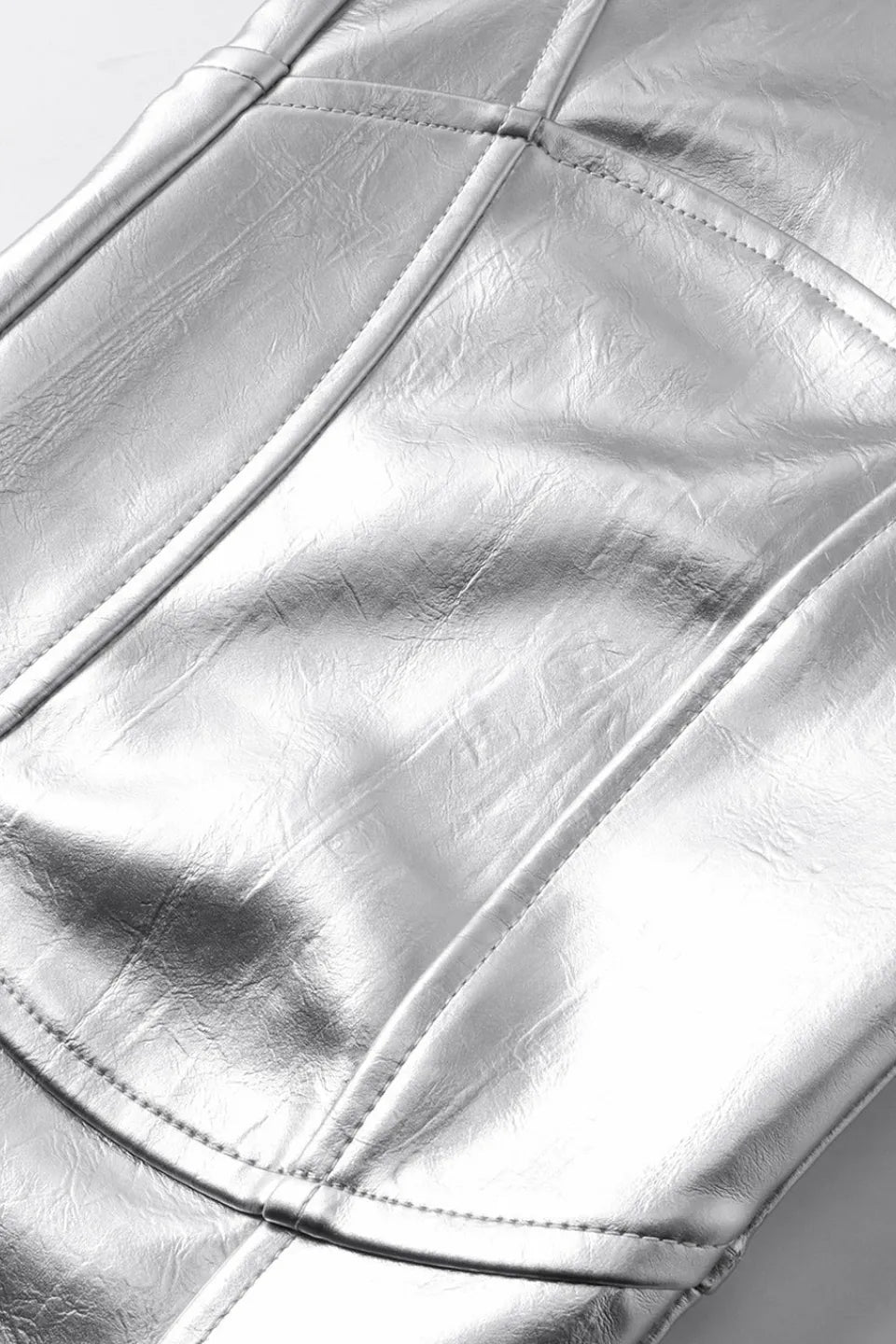 Silver Liquid Leather Pants