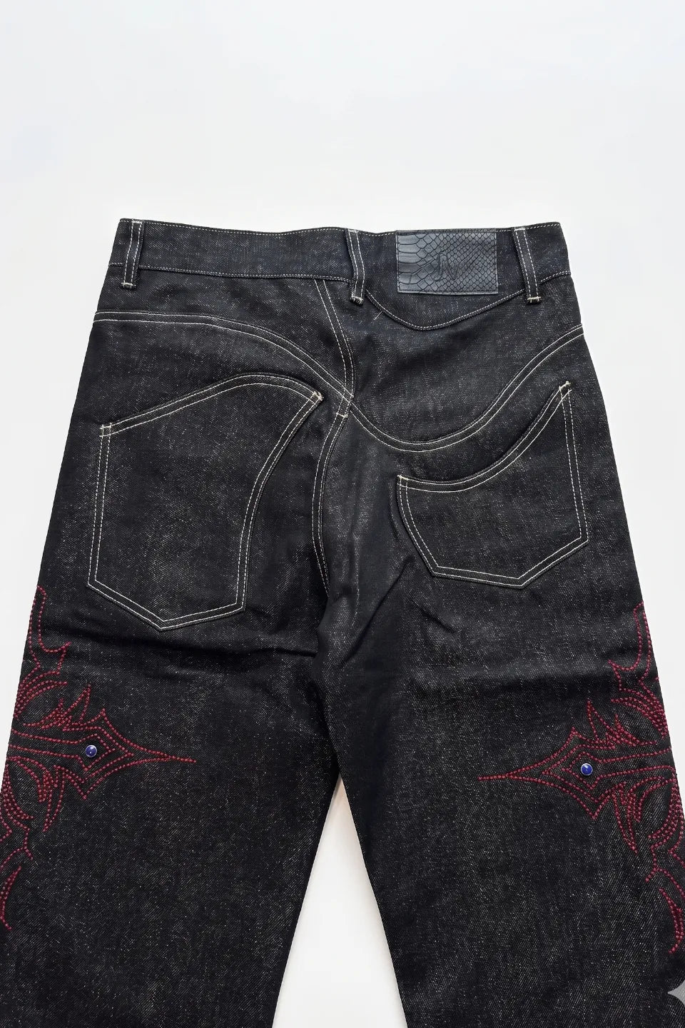 Silver Thread Cross Rhinestone Jeans