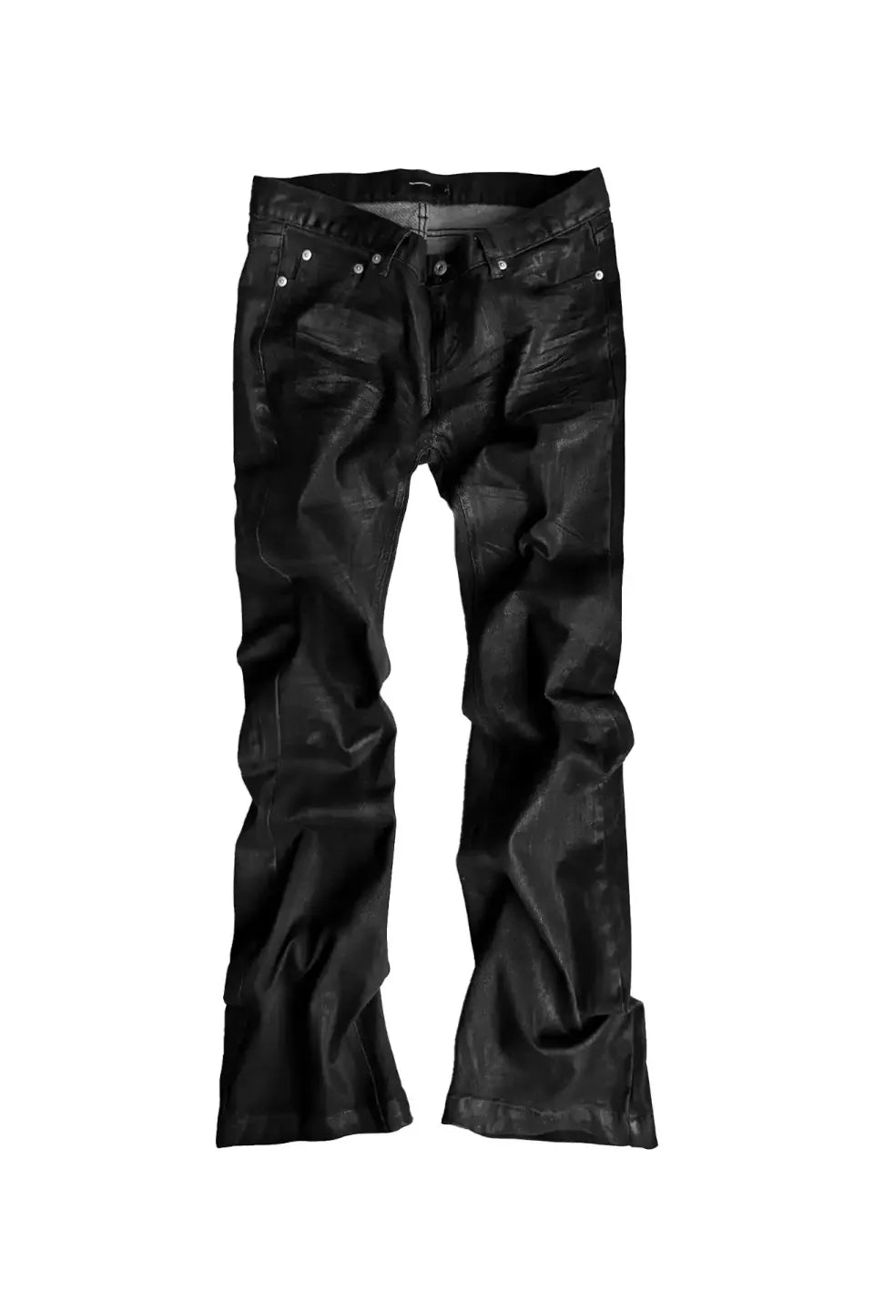 Silver Foil Distressed Flare Denim