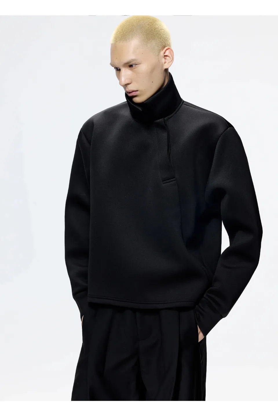 Slant Collar Polo Sweatshirt