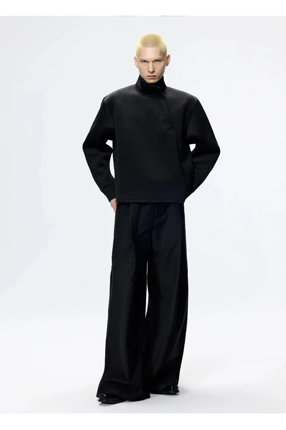 Slant Collar Polo Sweatshirt