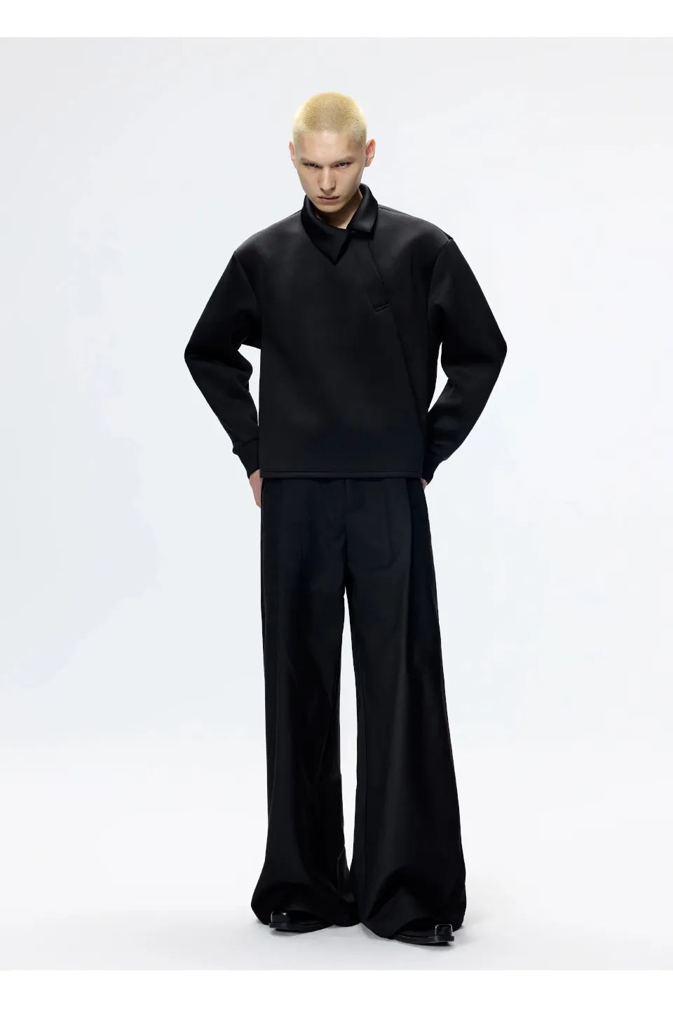 Slant Collar Polo Sweatshirt