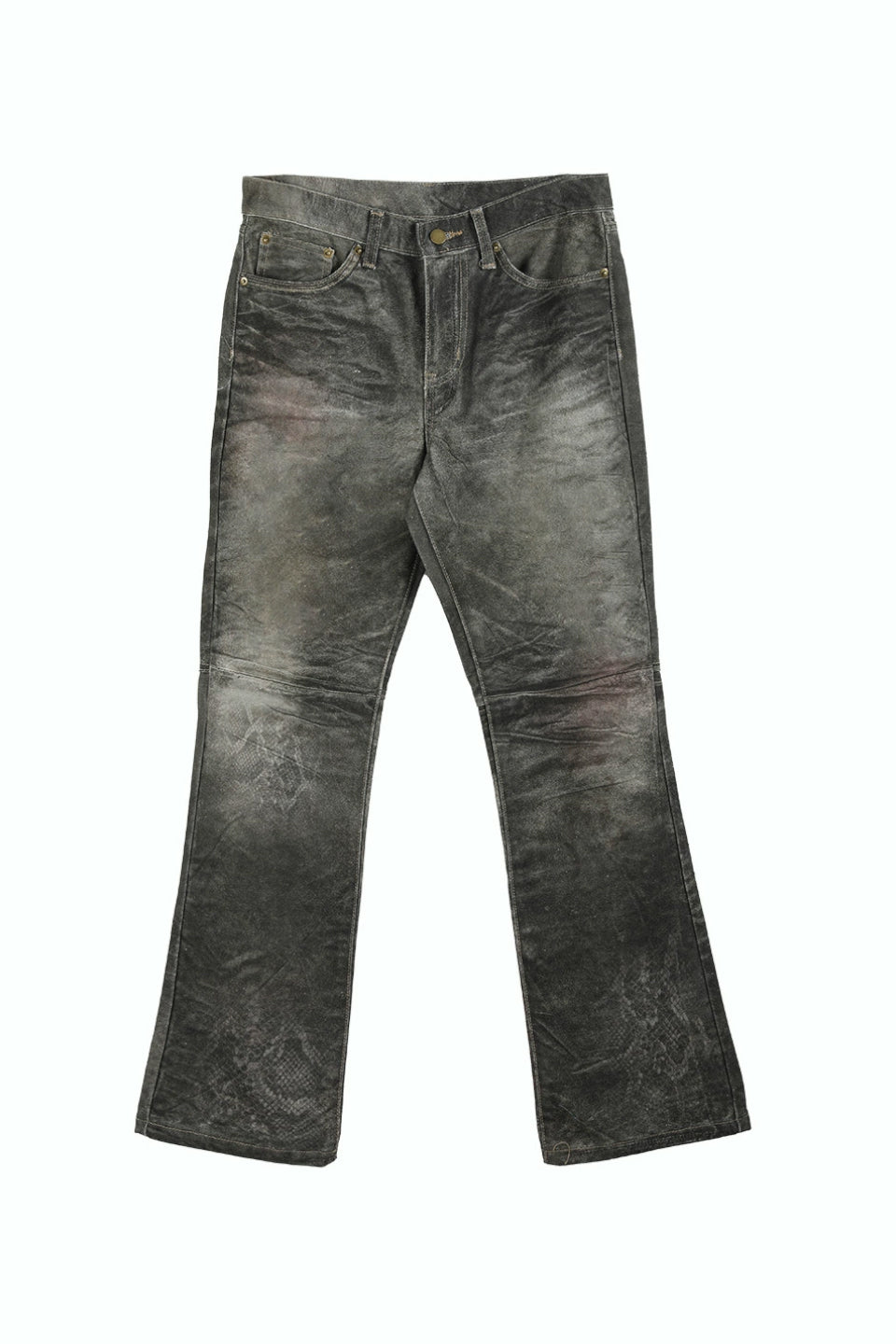 Snake Print Washed Canvas Pants