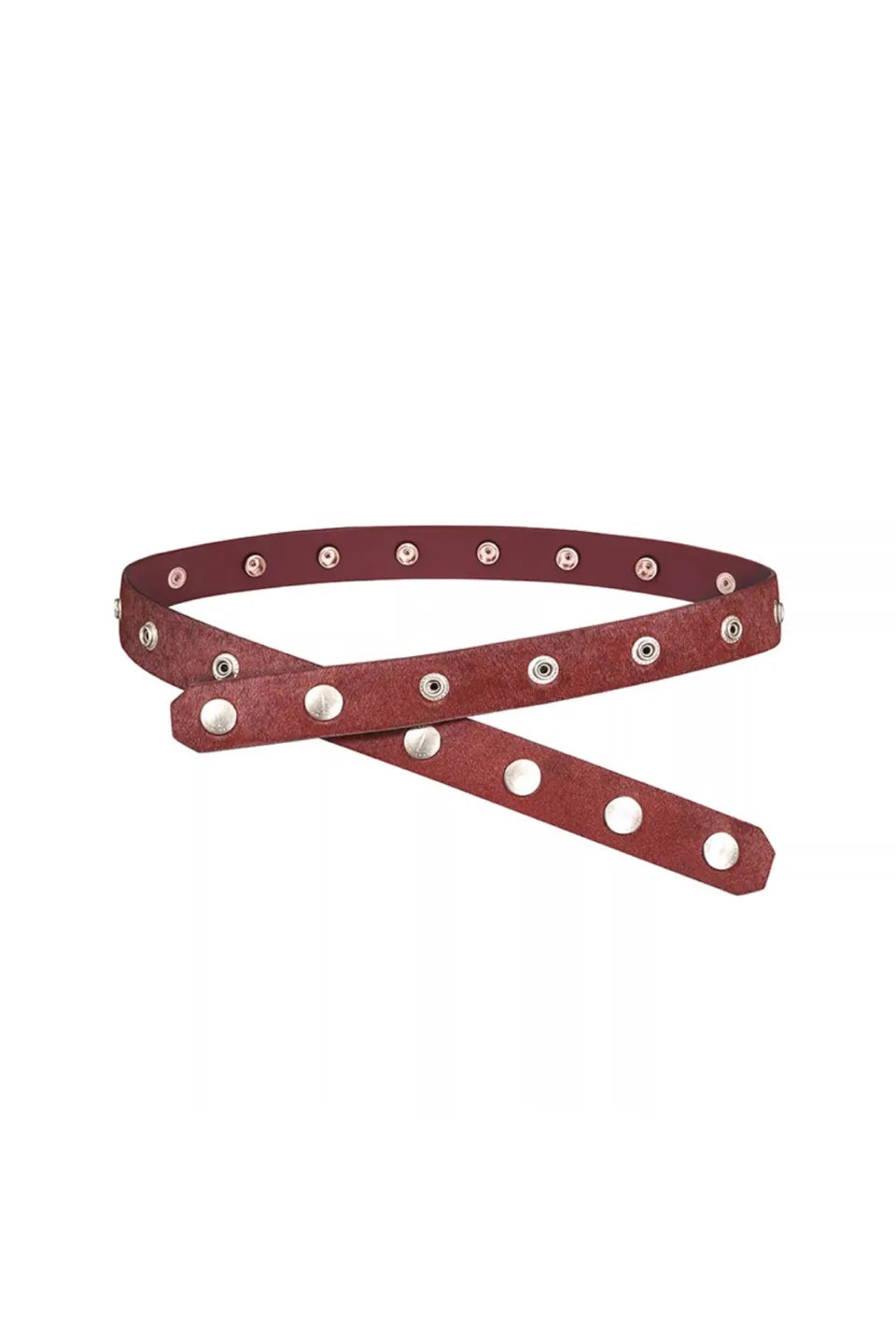 REBEL WAVE Snap Button Belt - 等間隔にシルバーのスナップボタンが並ぶブラックのパンクベルト全体