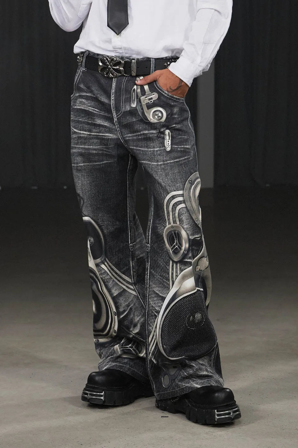 Sound Print Denim Pants