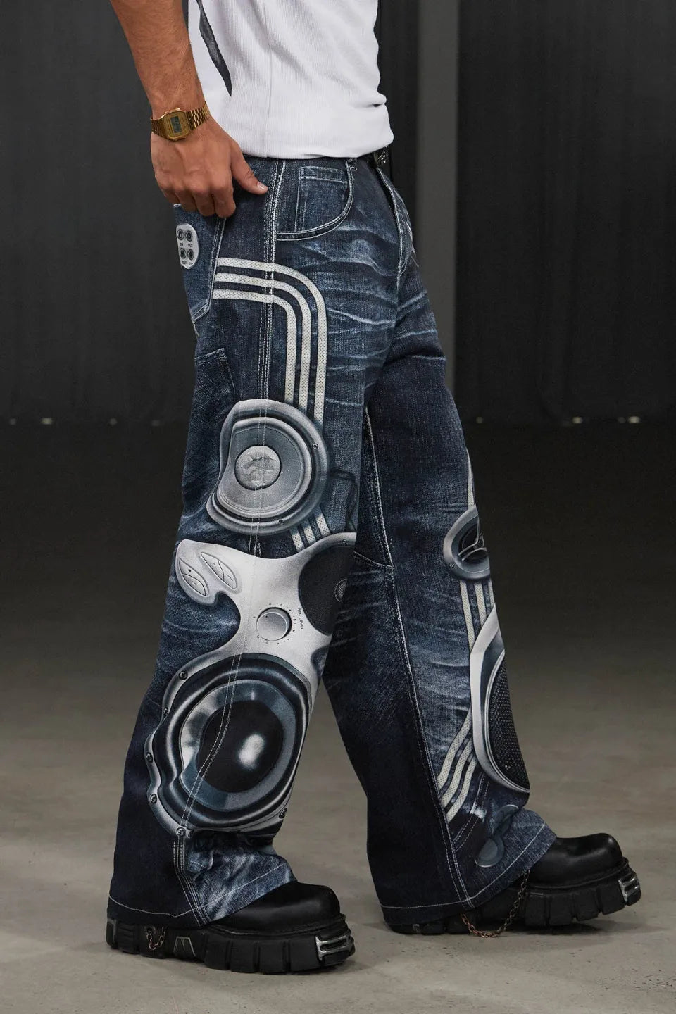 Sound Print Denim Pants