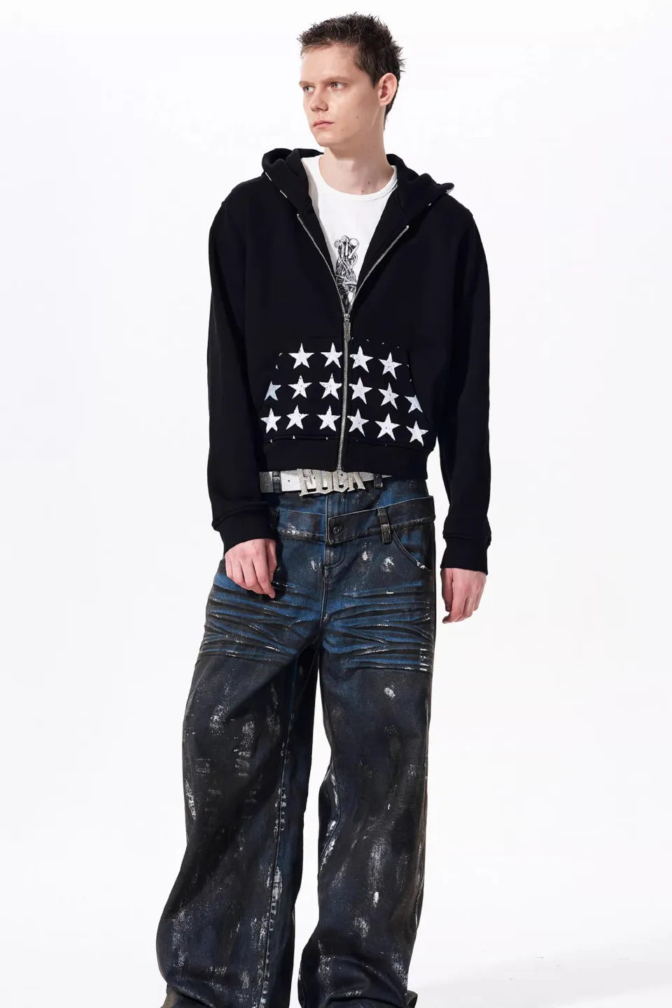 Fourth3ex スカルクロスフーディー　M Chrome Hearts Foti Tic Tac Toe zip-up Hoodie | Black | FARFETCH