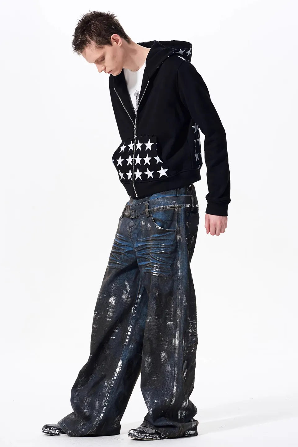 FOURTH3EX | Star Print Zip Up Hoodie スタープリント フーディー