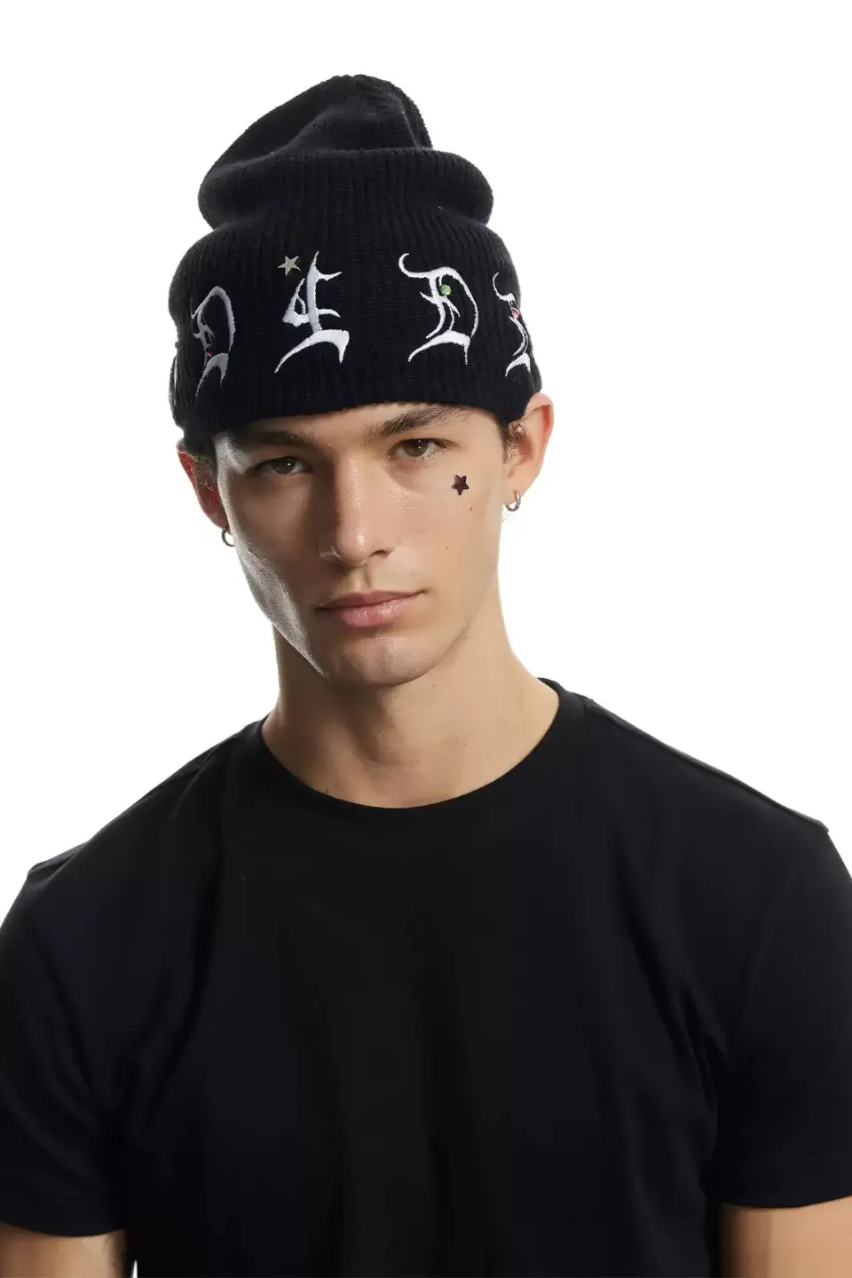 Star Nail Studded Gothic Logo Beanie