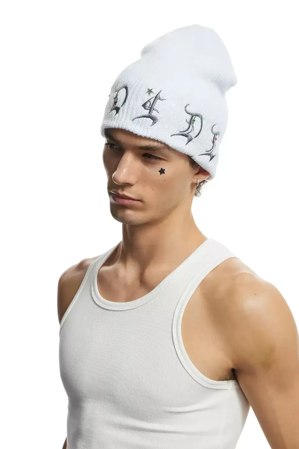Star Nail Studded Gothic Logo Beanie