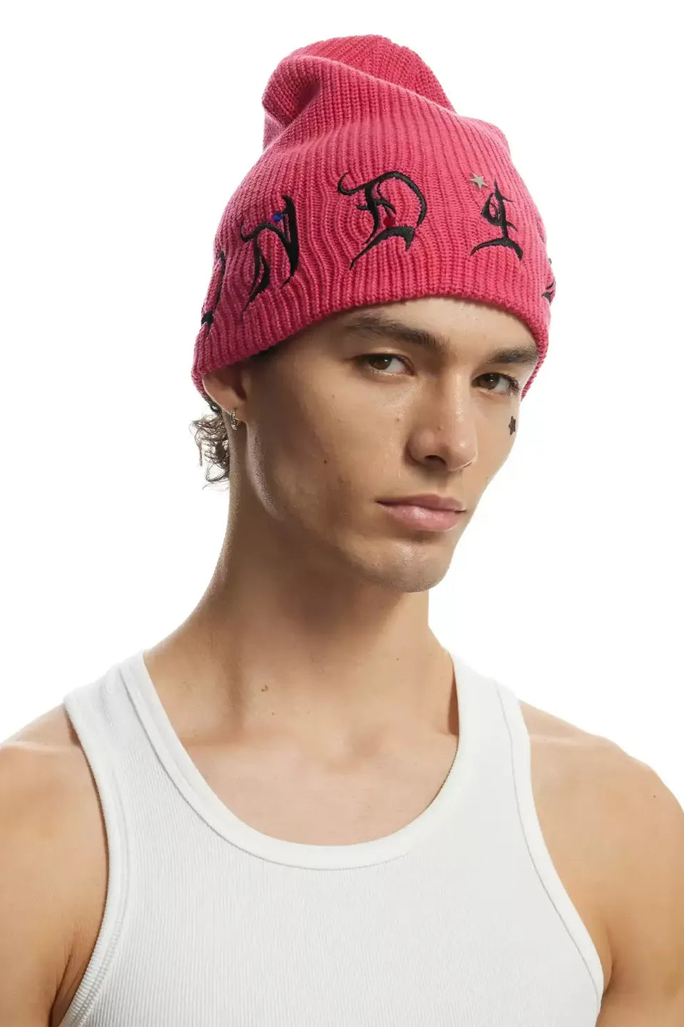 Star Nail Studded Gothic Logo Beanie