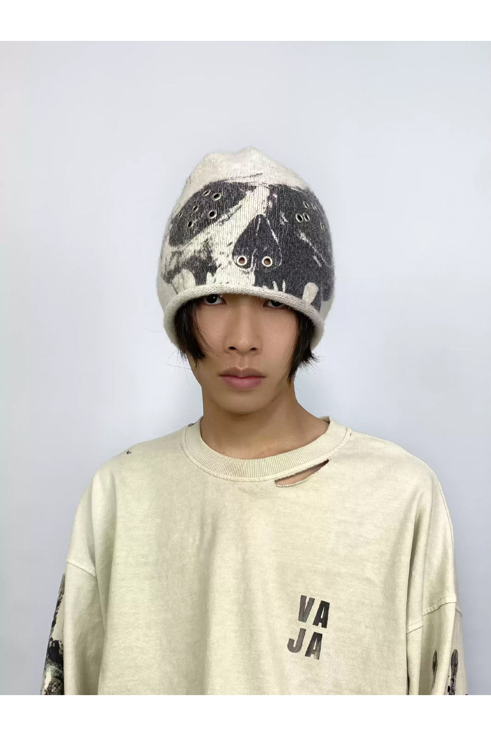 Sticky Print Knit Balaclava Beanie