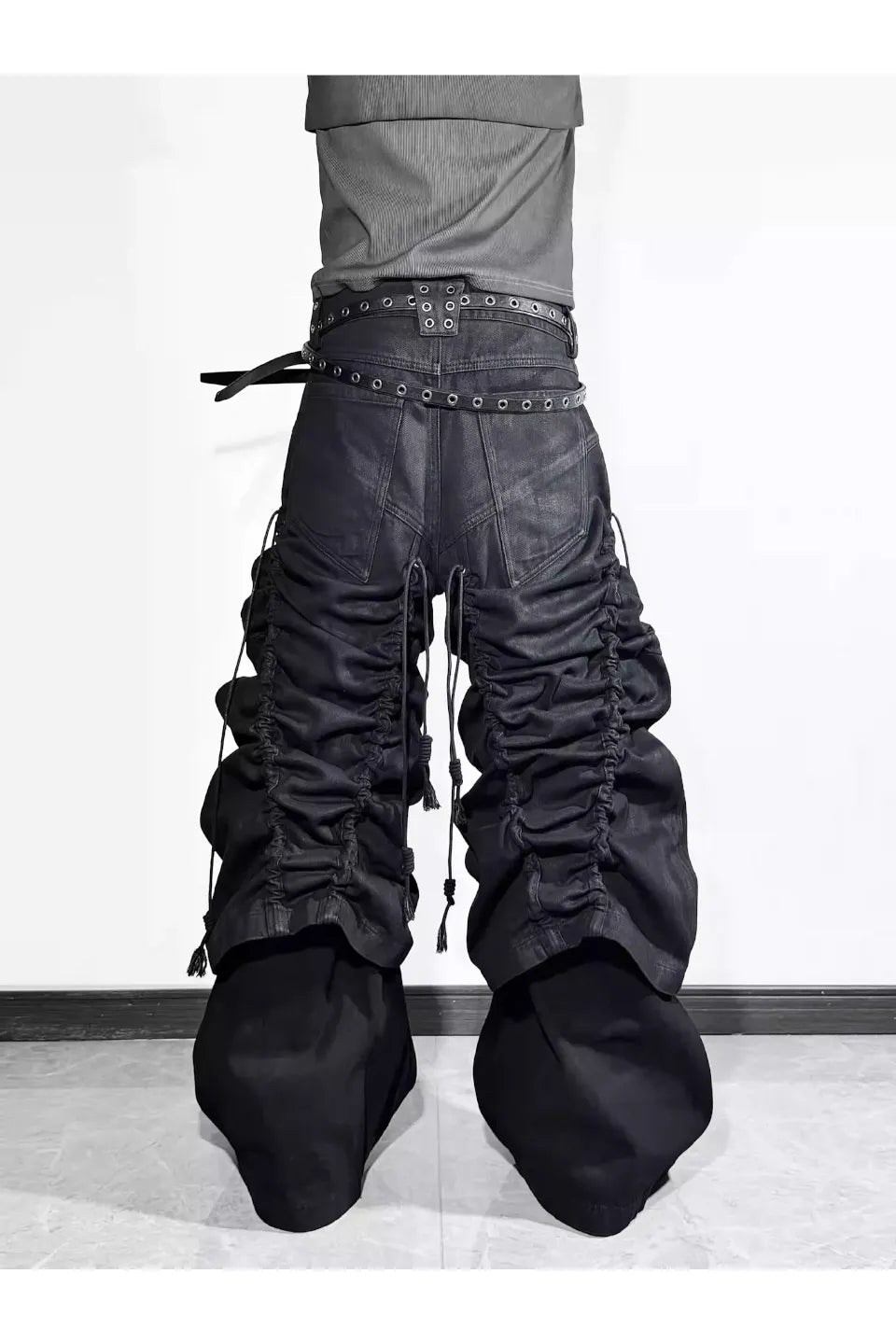 Structural Drawstring Metallic Brushed Trousers