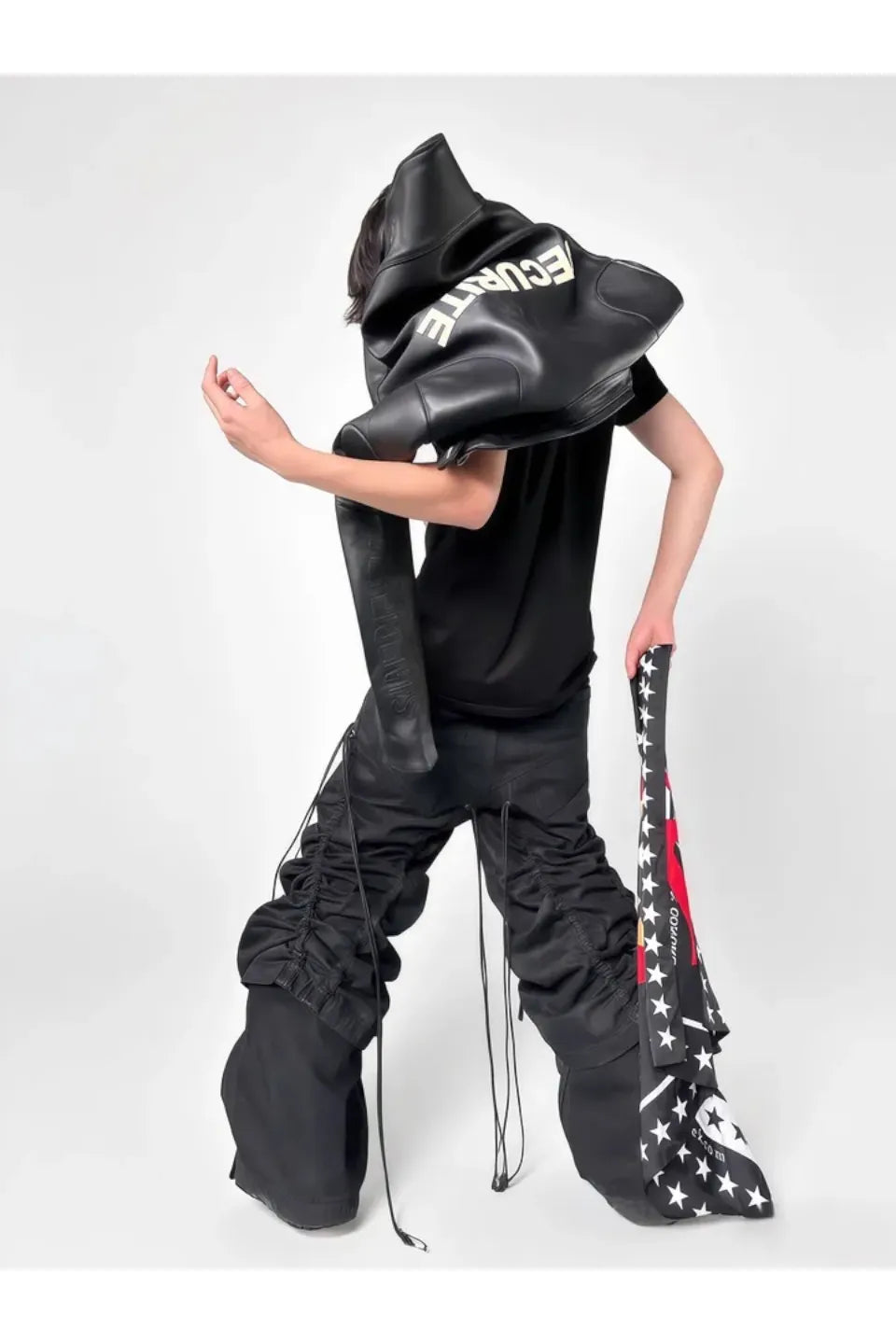 Structural Drawstring Metallic Brushed Trousers