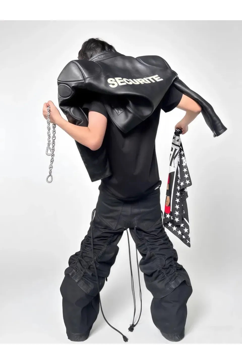 Structural Drawstring Metallic Brushed Trousers