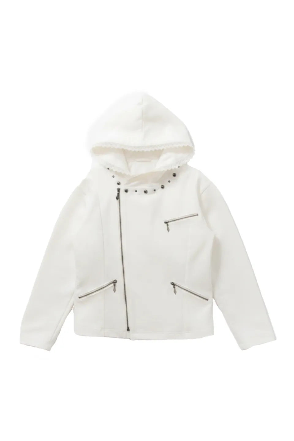 Studded Offset Zip Hoodie