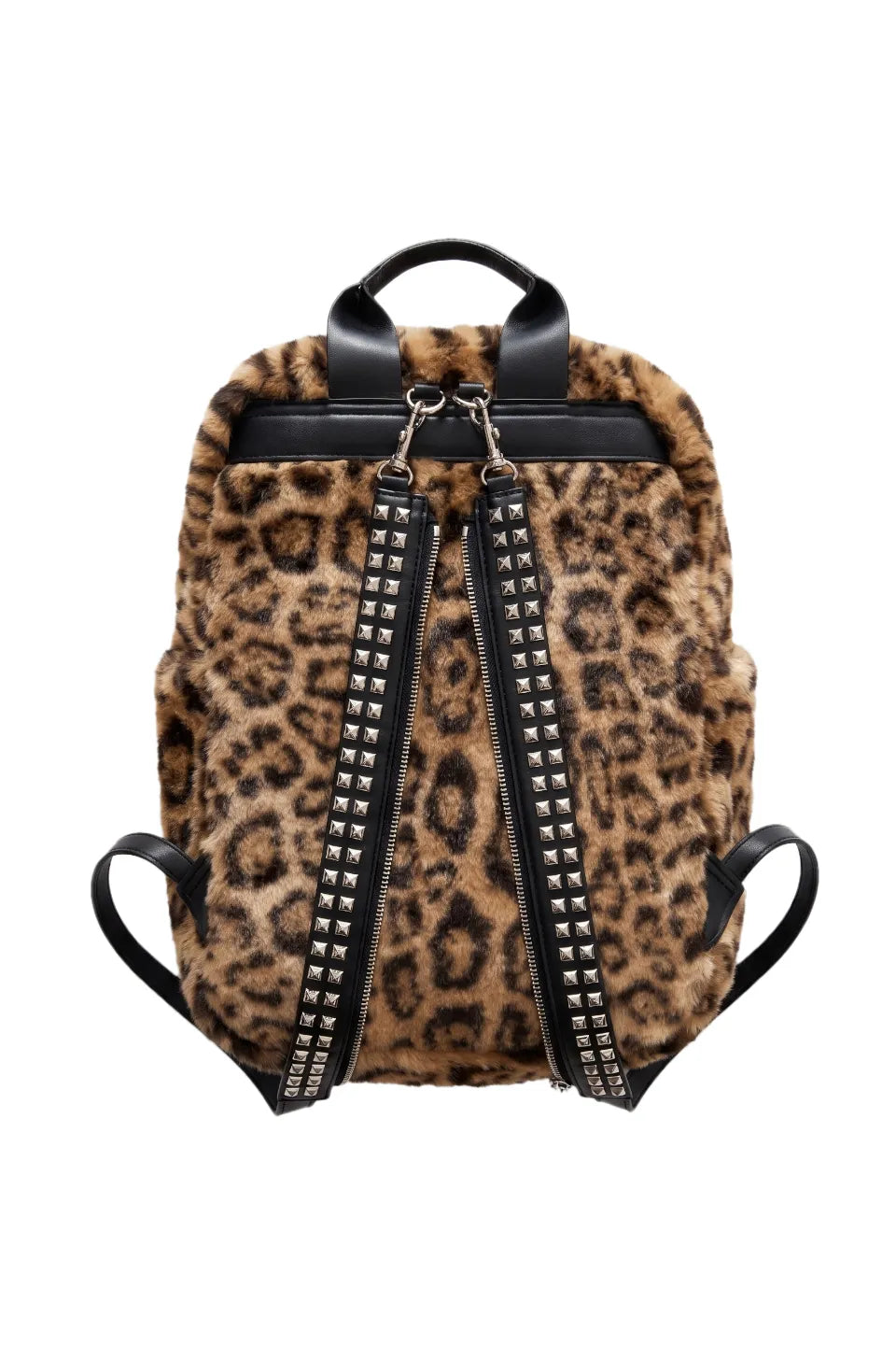 Studded Two Tone Pierced Leopard Backpack