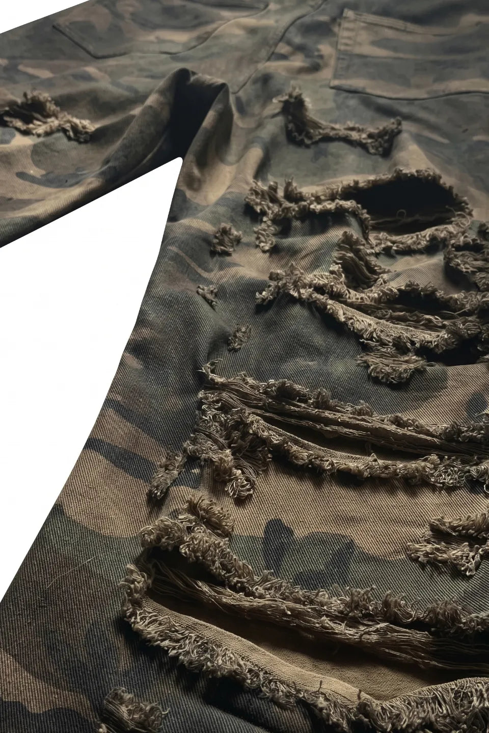 Studded Dirt Sprayed Camo Loose Trousers