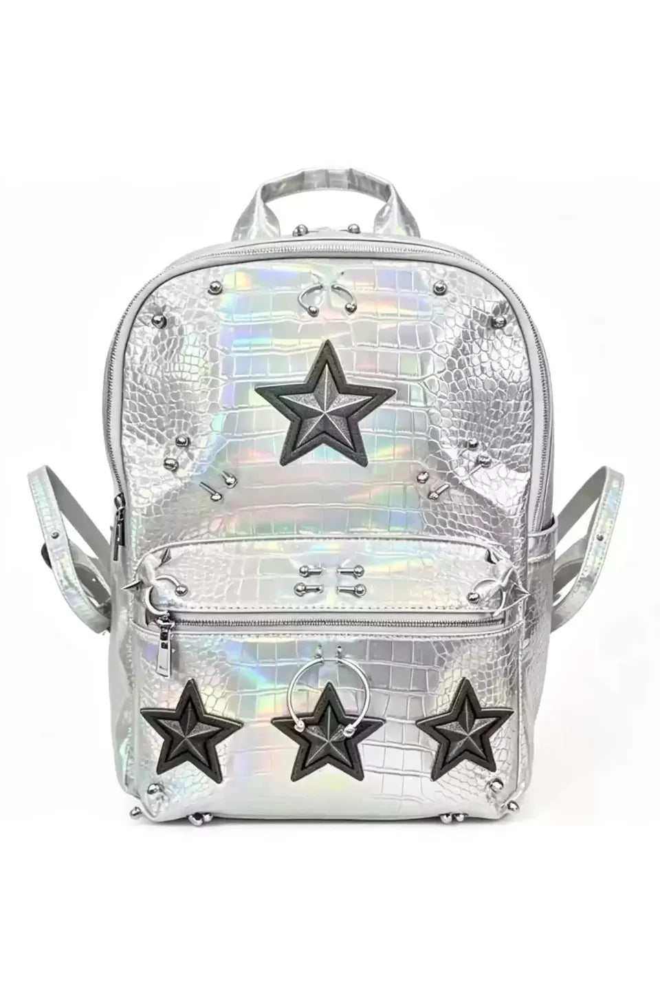 Studded Grommet Zipper Strap Backpack