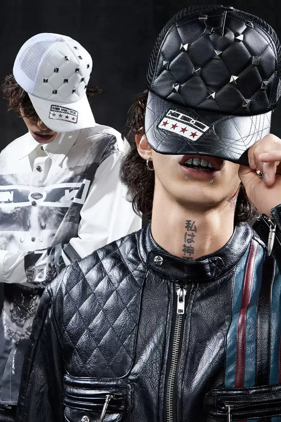 Studded Quilted PU Trucker Cap