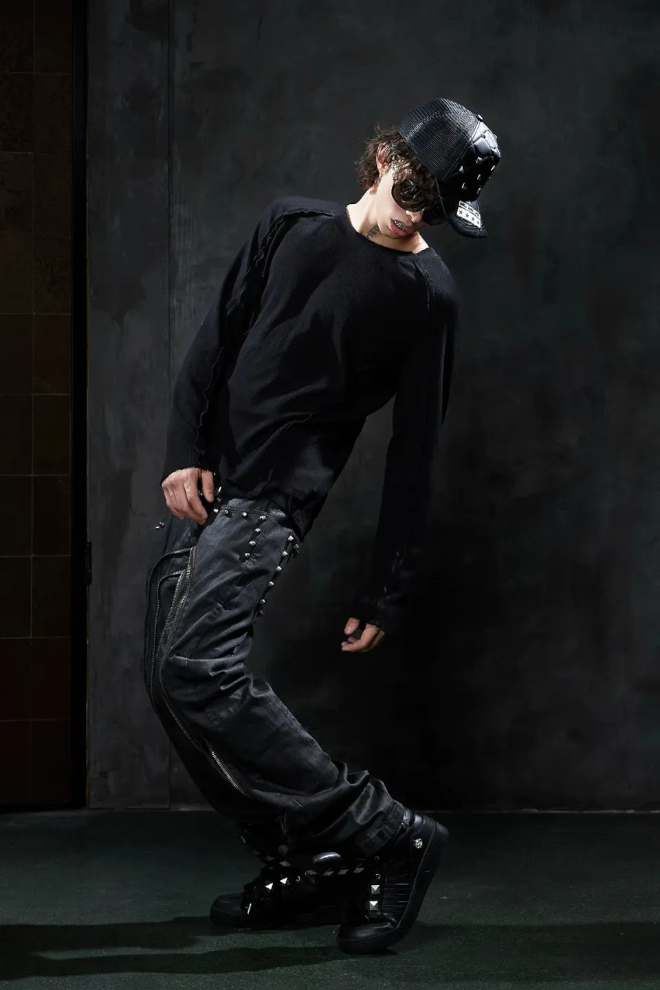 Studded Quilted PU Trucker Cap