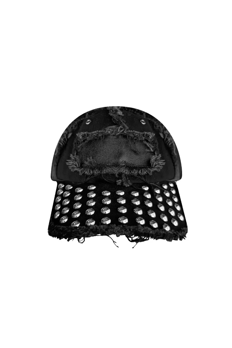Studded Raw Edge PU Coated Denim Cap