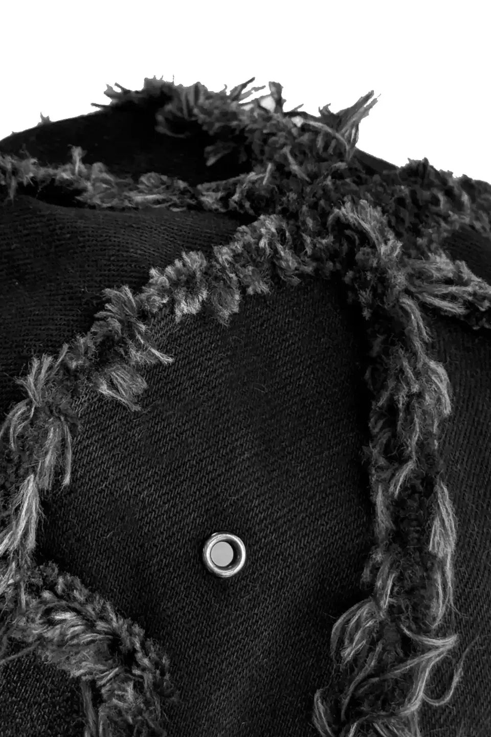 Studded Raw Edge PU Coated Denim Cap