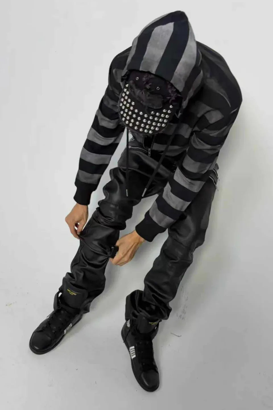 Studded Raw Edge PU Coated Denim Cap