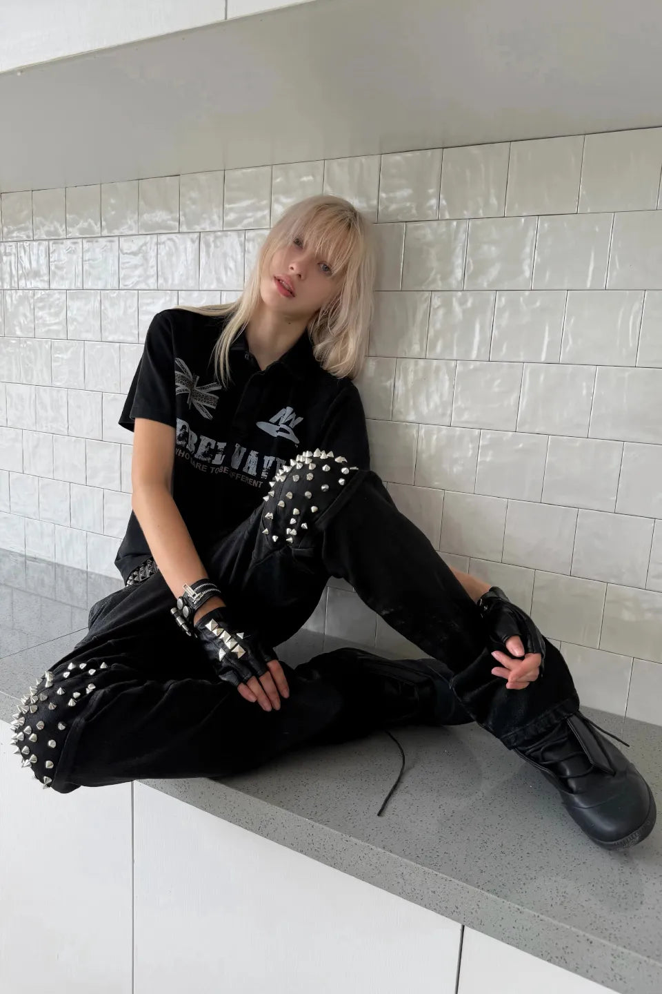 Studded Skinny Straight Denim