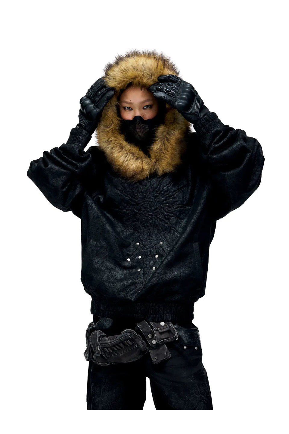 Sun Totem Fur Collar Hoodie