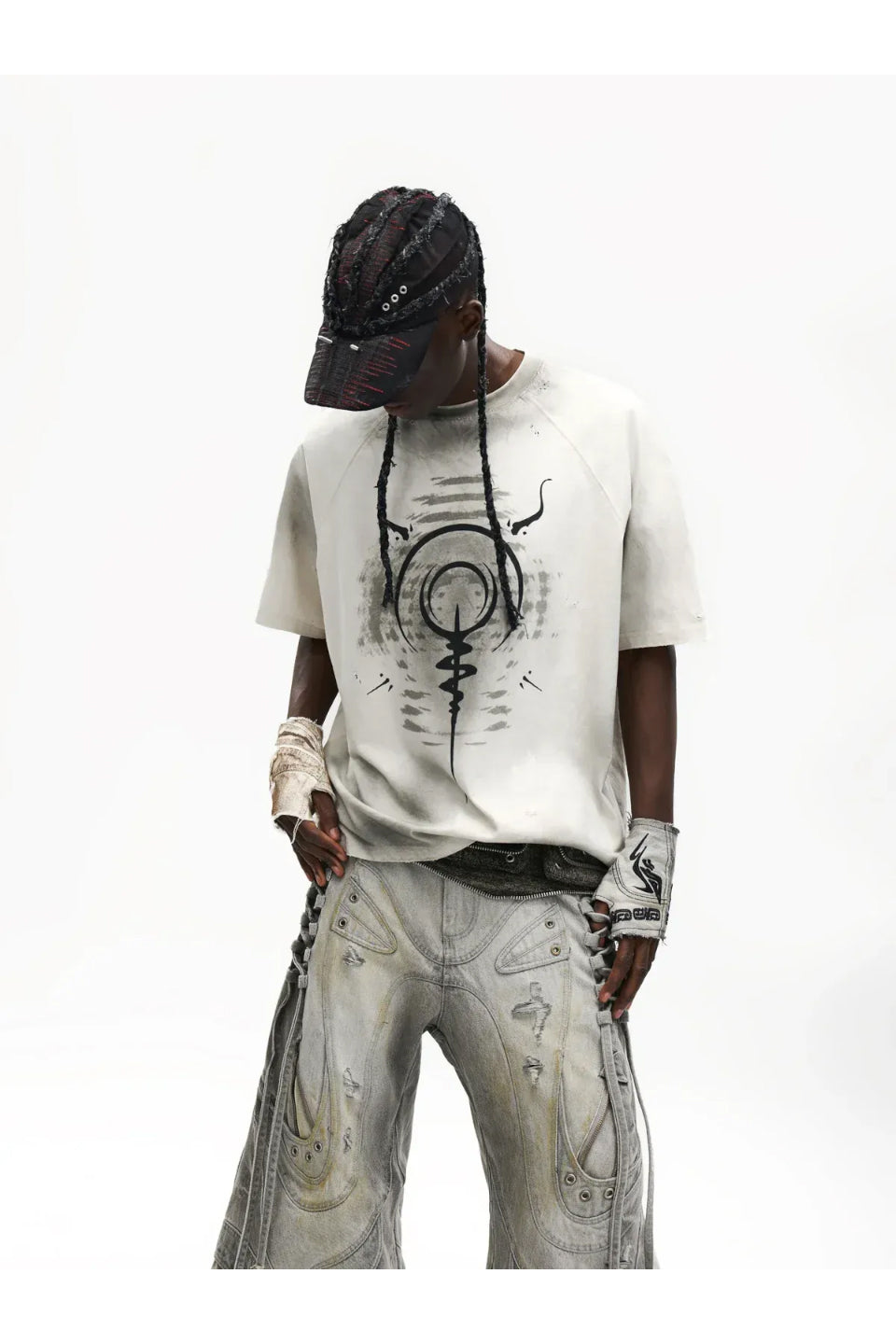Swirl Beast Print Loose Raglan Tee