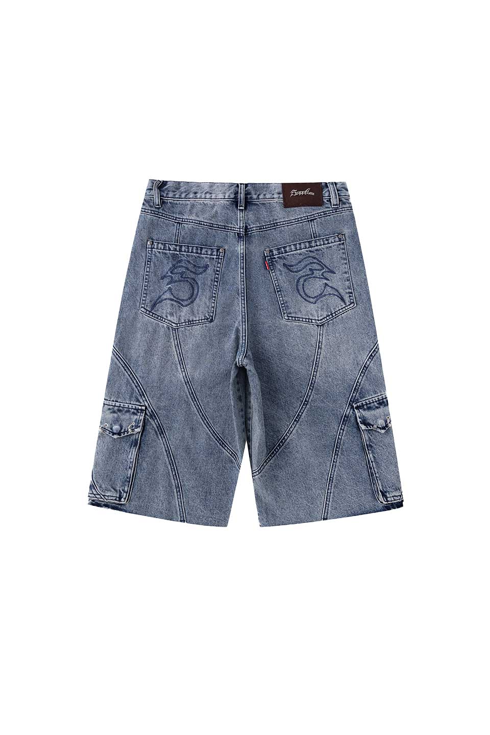 Switching Pierced Baggy Denim Shorts