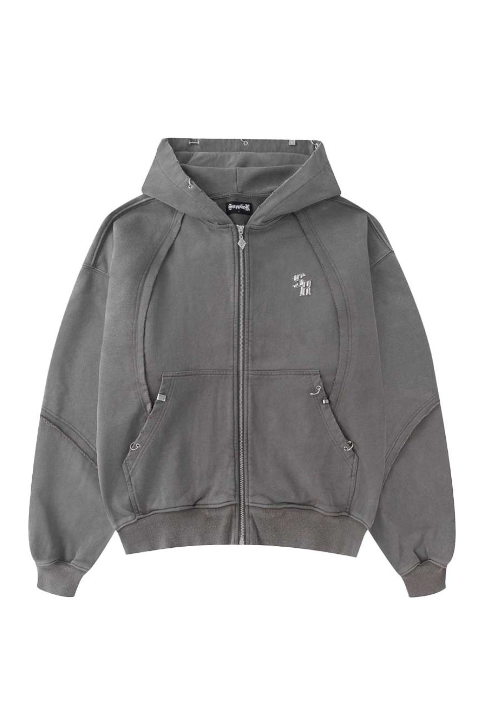 Switching Pierced Zip Hoodie