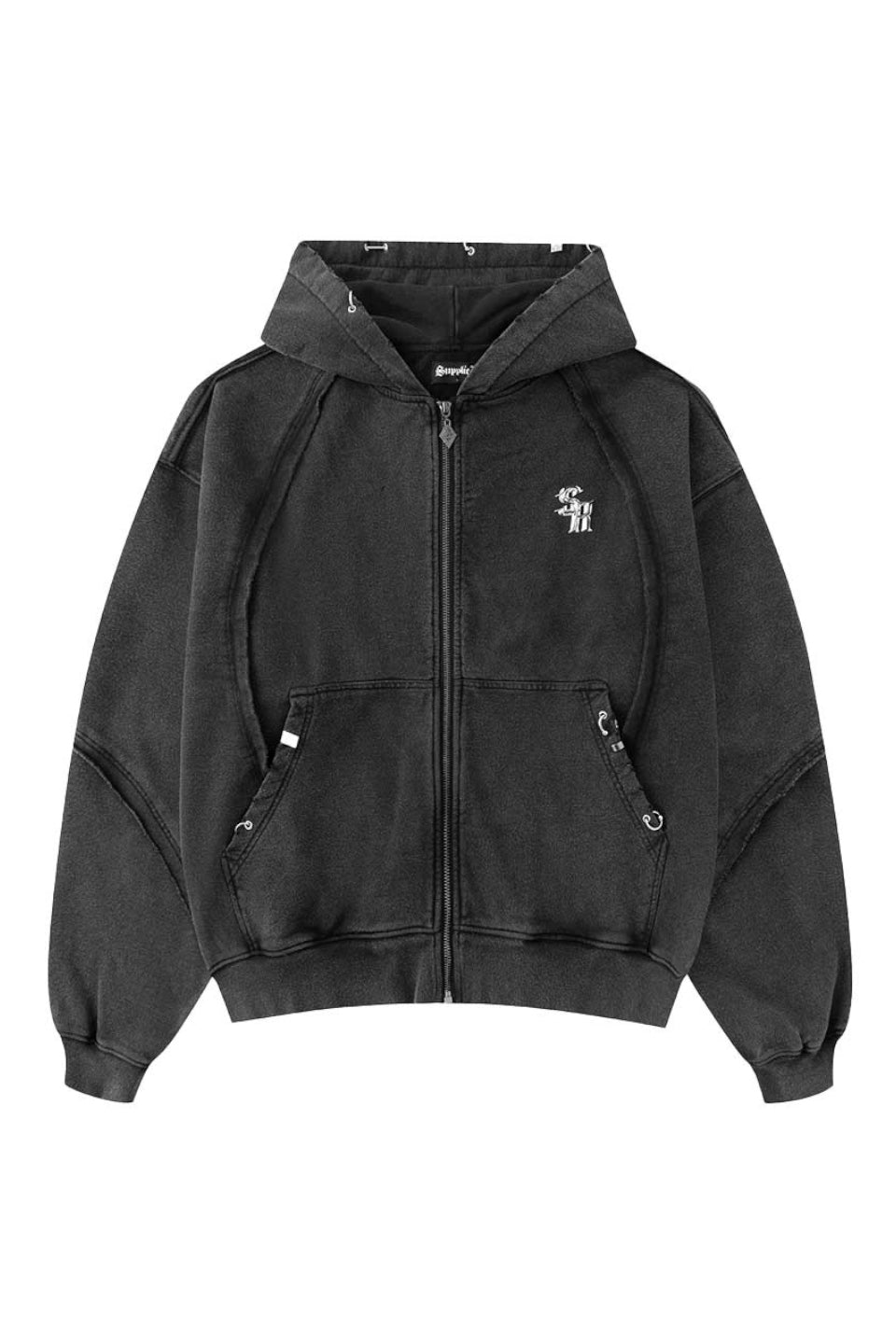 Switching Pierced Zip Hoodie