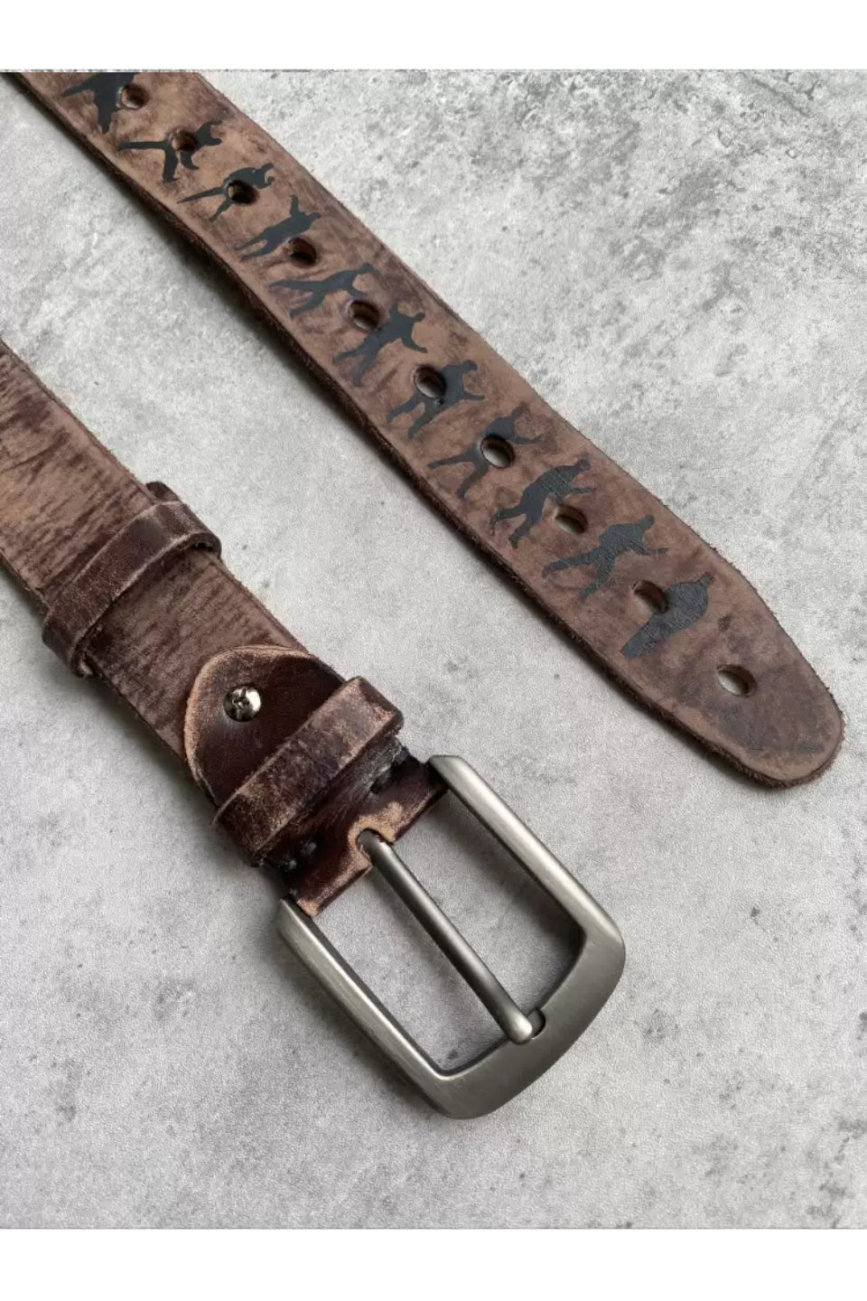 TAIJI Distressed 36 Hole Multipurpose Leather Belt