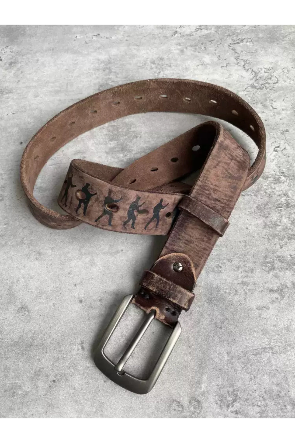 TAIJI Distressed 36 Hole Multipurpose Leather Belt
