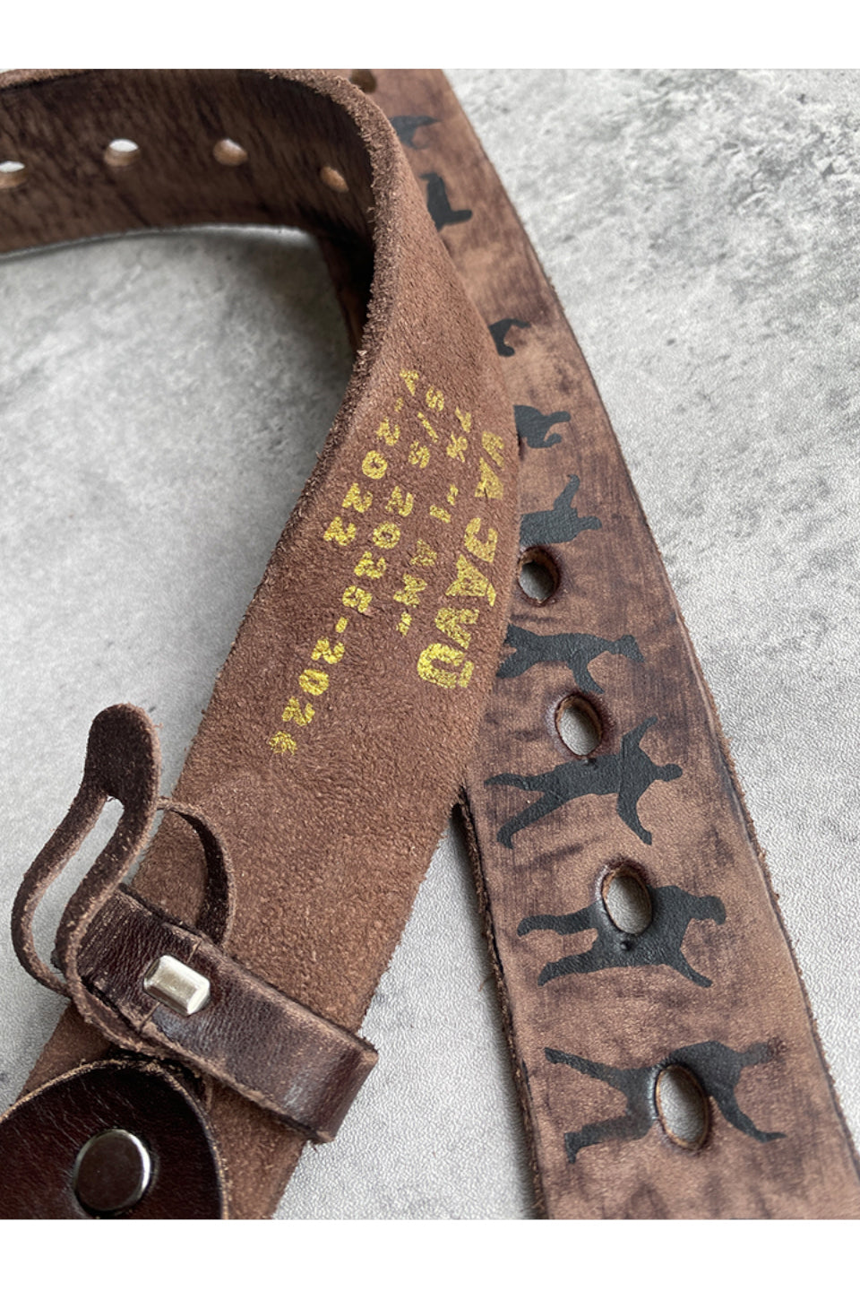 TAIJI Distressed 36 Hole Multipurpose Leather Belt