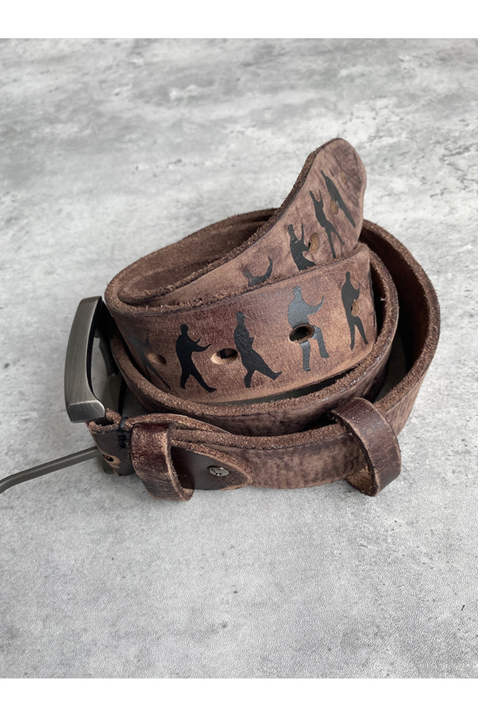 TAIJI Distressed 36 Hole Multipurpose Leather Belt