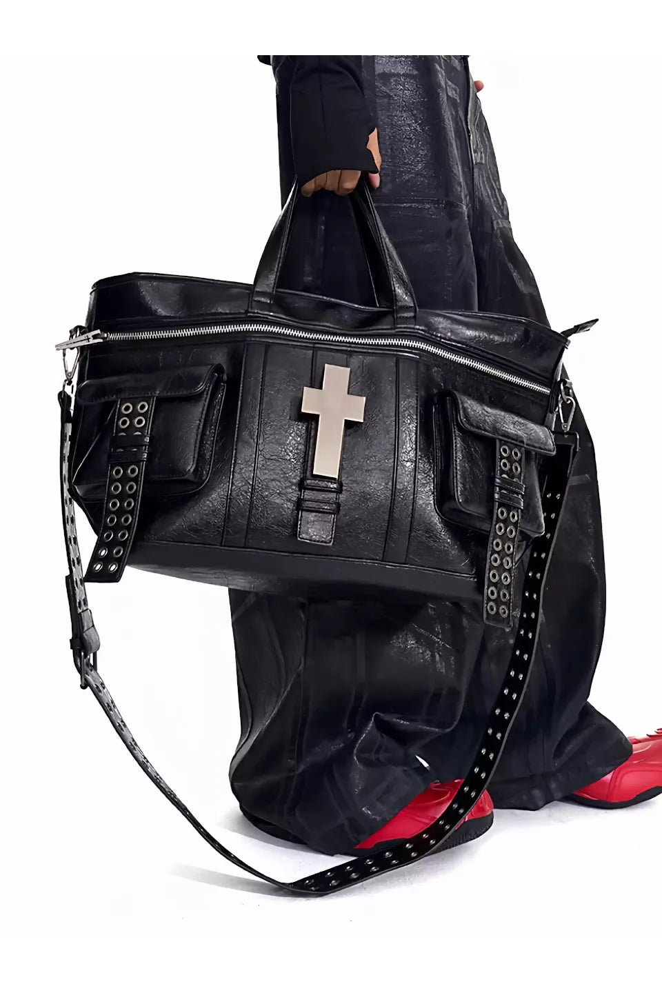 Ten Cross Burst Leather Shoulder Bag