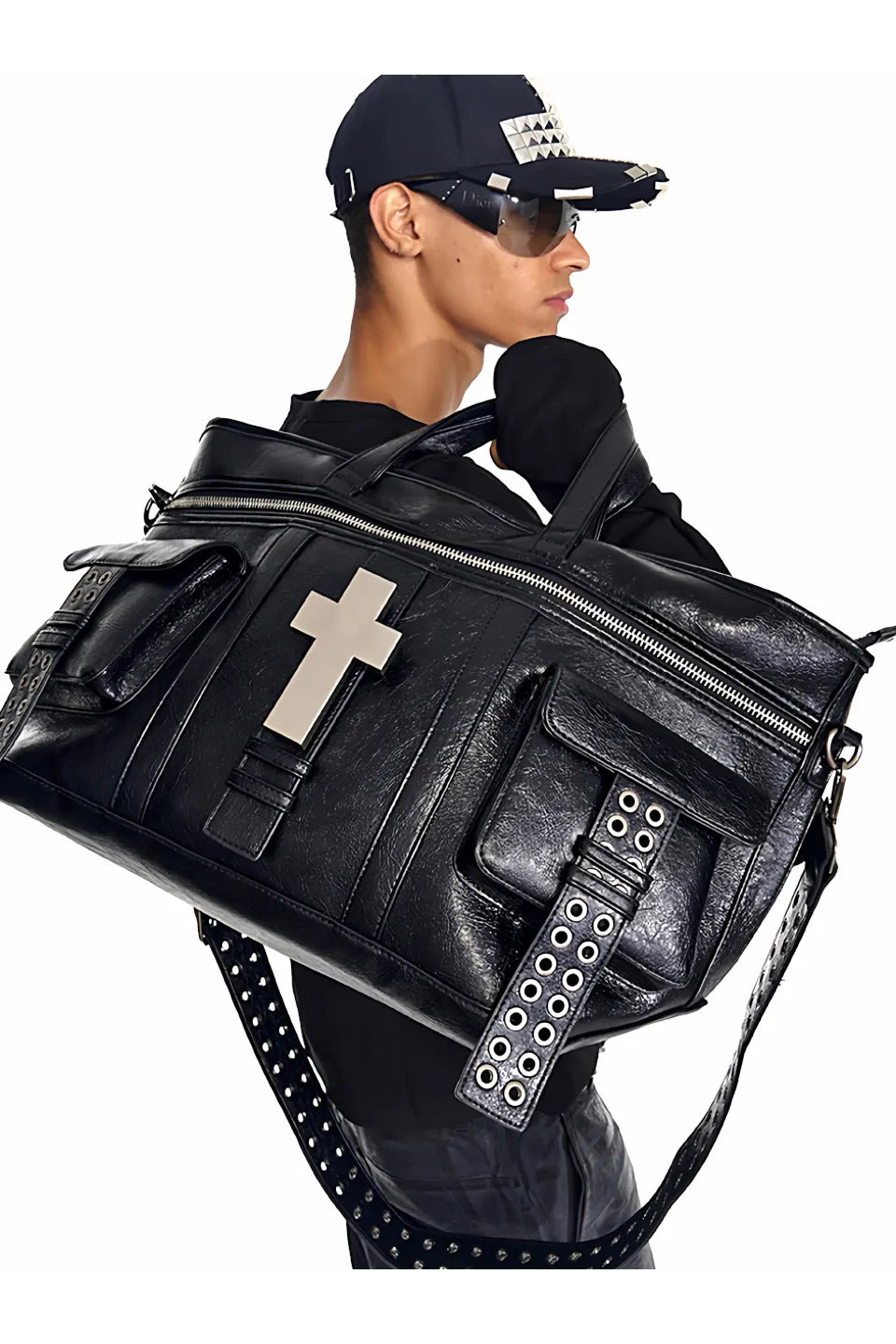 Ten Cross Burst Leather Shoulder Bag