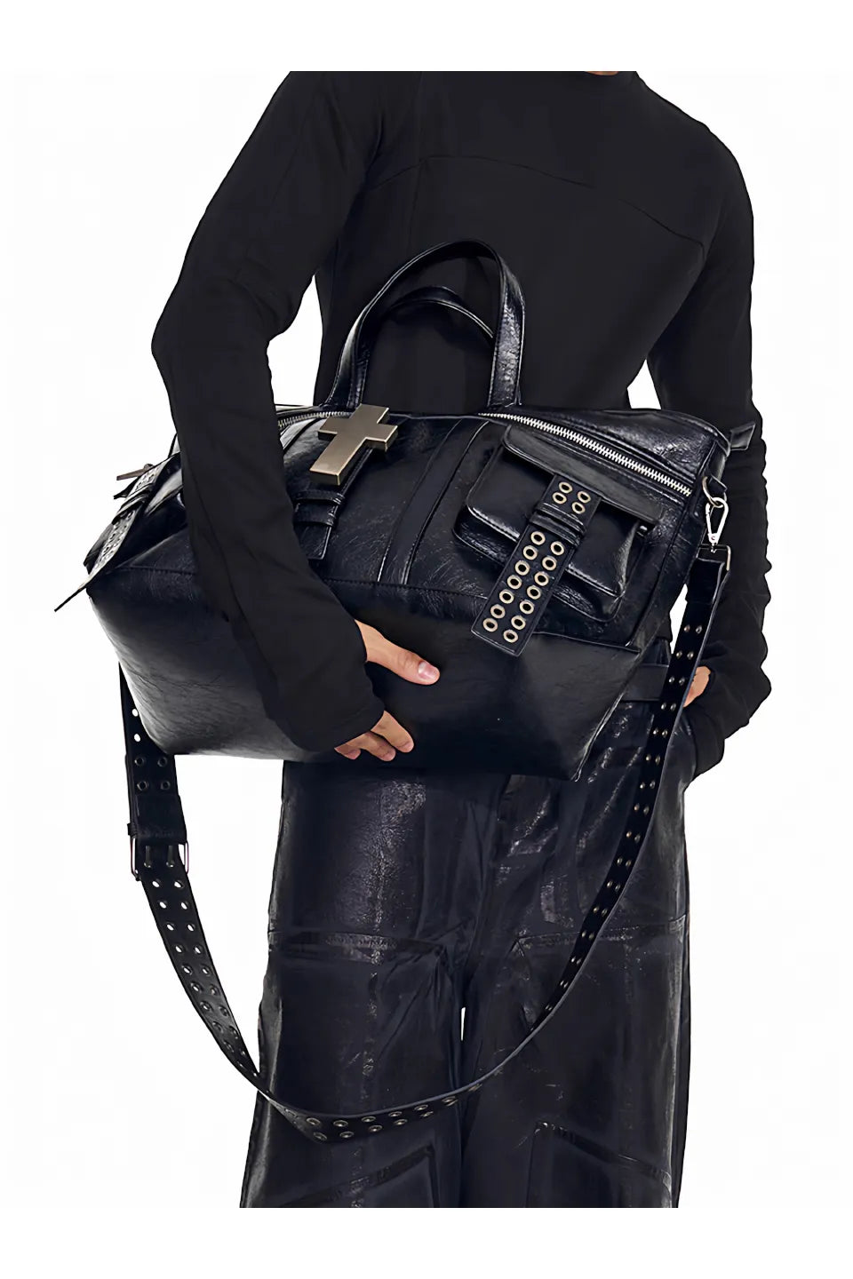 Ten Cross Burst Leather Shoulder Bag