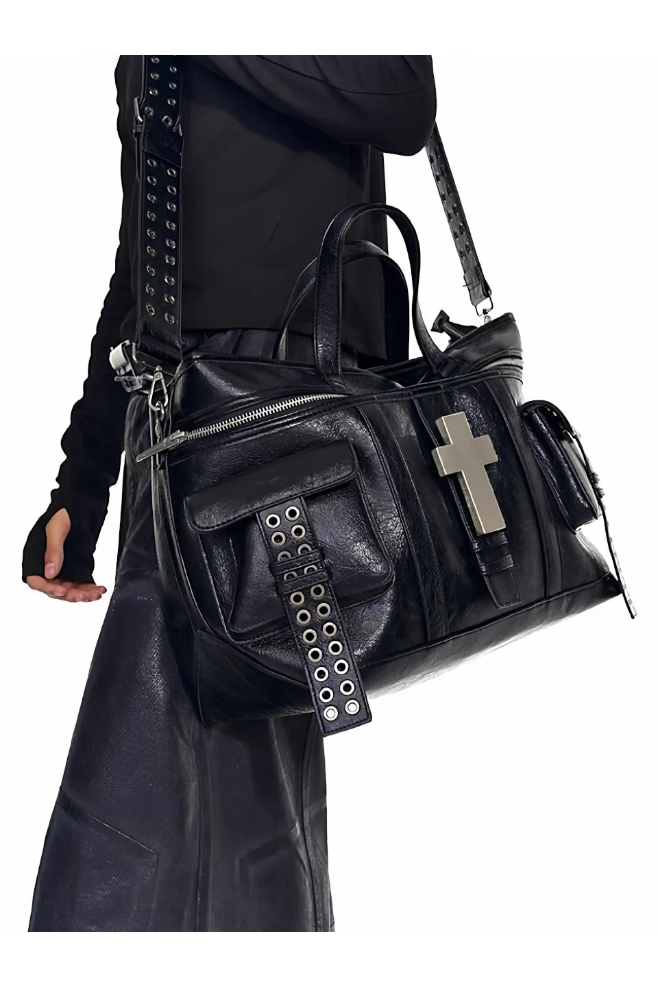 Ten Cross Burst Leather Shoulder Bag