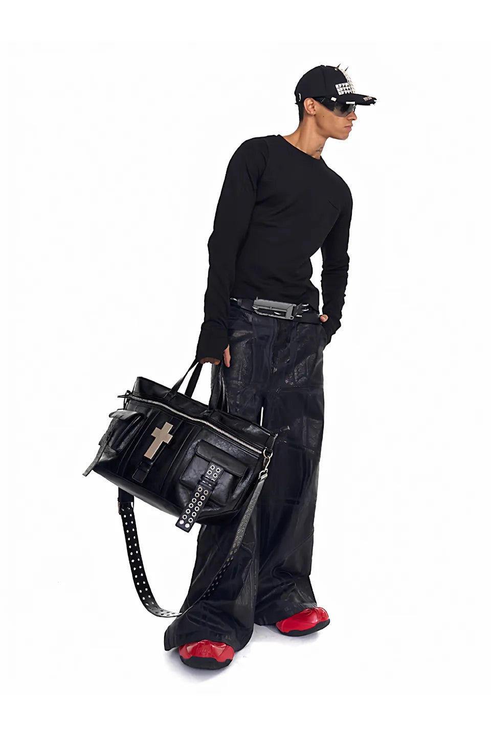 Ten Cross Burst Leather Shoulder Bag