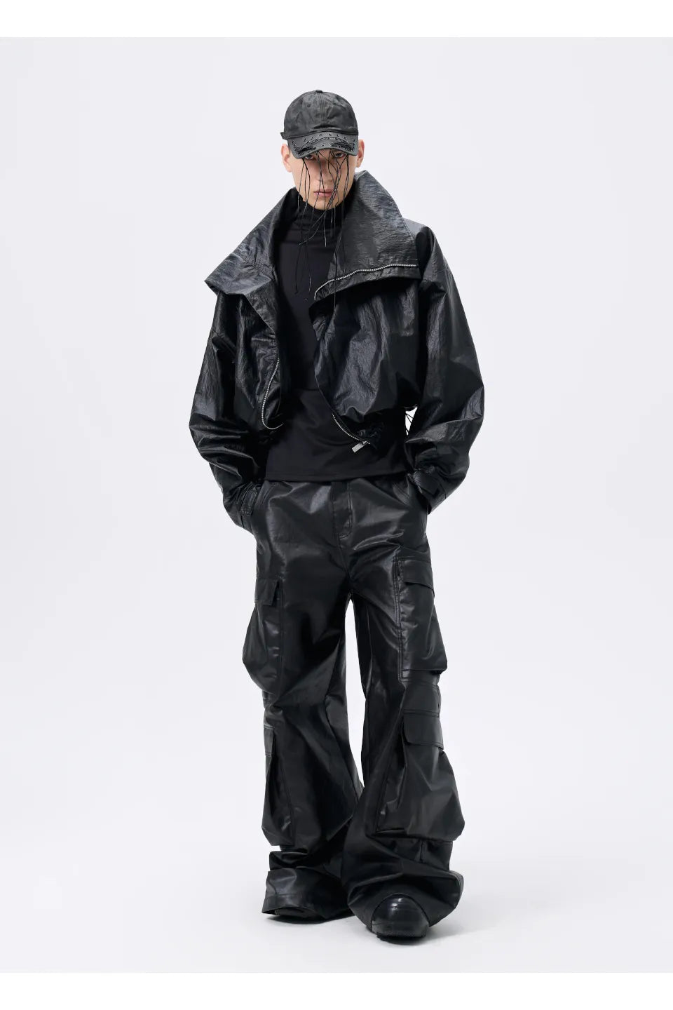 Texture Drawstring Shell Jacket