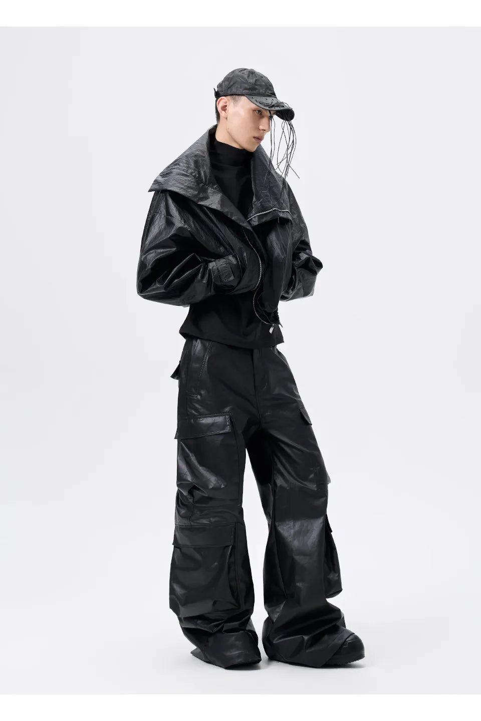 Texture Drawstring Shell Jacket