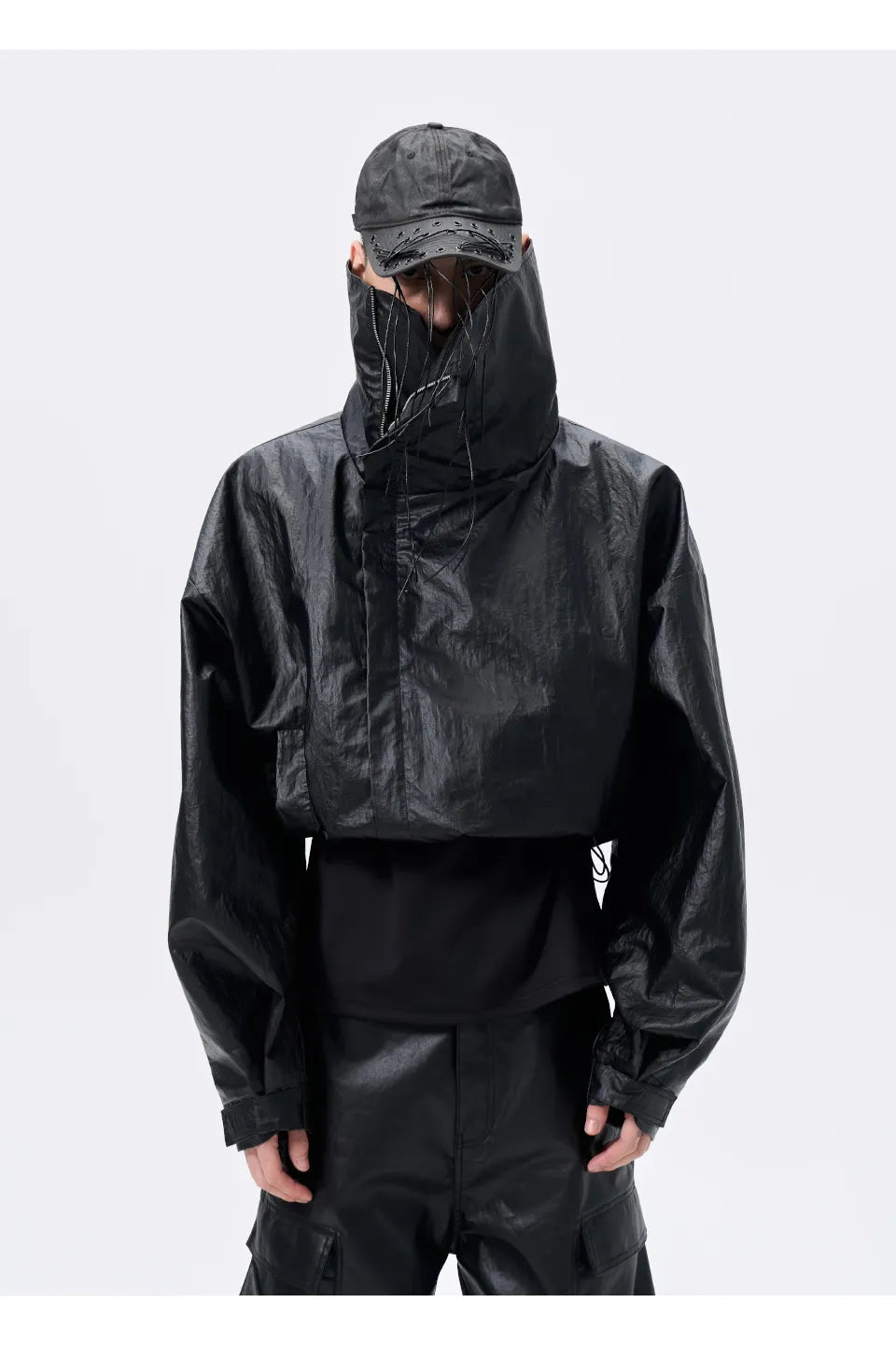 Texture Drawstring Shell Jacket