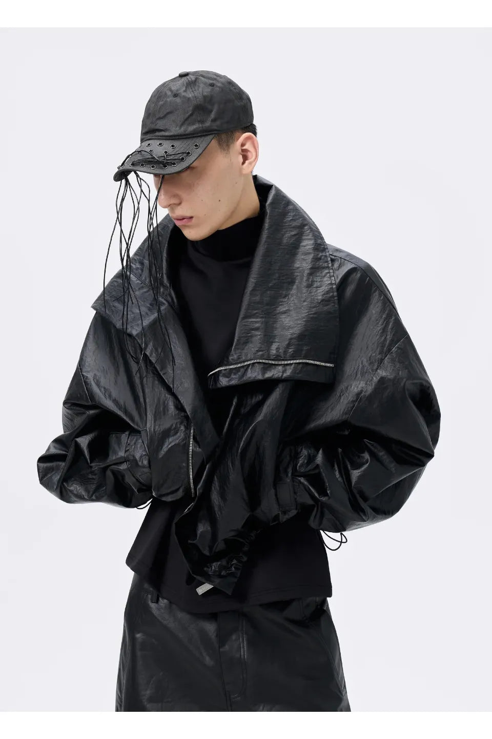 Texture Drawstring Shell Jacket